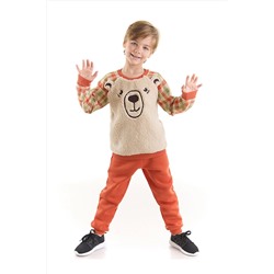 Denokids Ayı Ekose Erkek Çocuk Eşofman Altı Üstü Takım CFF-22S1-117