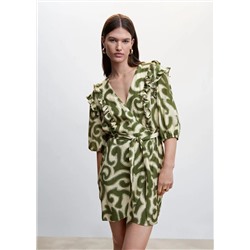 Vestido estampado volantes -  Mujer | MANGO OUTLET España