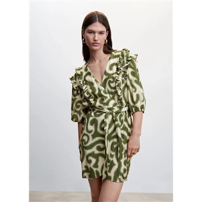 Vestido estampado volantes -  Mujer | MANGO OUTLET España