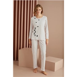 Siyah İnci Pamuklu Likralı Pijama Takım 22263335