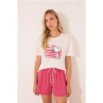 Pijama corto 100% algodón Snoopy rojo