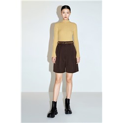 Short de lana de tiro alto Marrón oscuro
