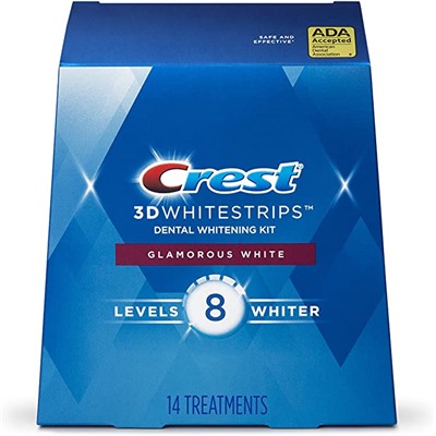 Crest 3D Whitestrips, Glamorous White, Teeth Whitening Strip Kit, 28 Strips (14 Count Pack)