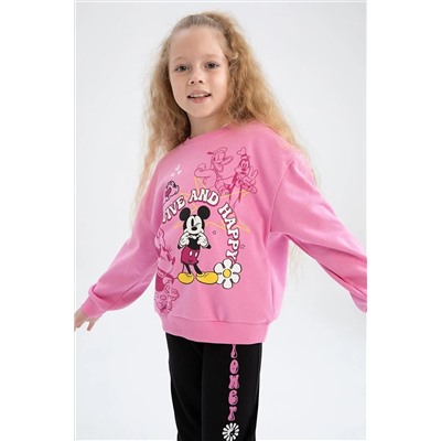 Defacto Kız Çocuk Disney Mickey Mouse Regular Fit Bisiklet Yaka Sweatshirt Z5140A623SP