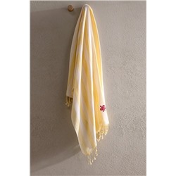 Brise %100 Pamuk Müslin Peştamal - Beyaz/Sarı - 80x160 cm