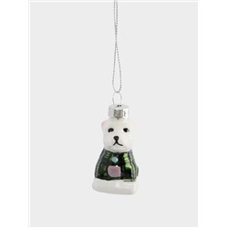 Игрушка елочная, 4 см, стекло, зеленая, Собака, New year