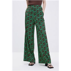 Pantalón palazzo de seda de tiro alto Marrón oscuro