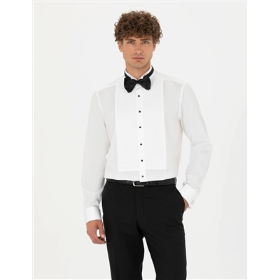Beyaz Slim Fit Smokin Gömlek