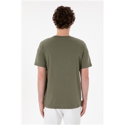 Erkek Regular Fit Bisiklet Yaka Koyu Haki Basic Tişört