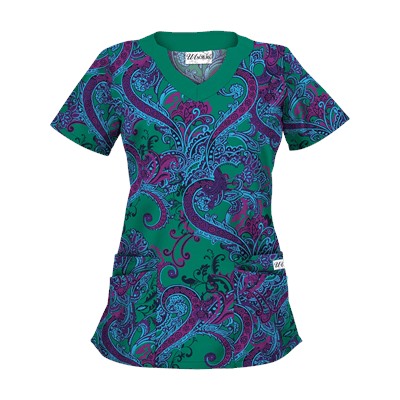 UA French Twist Edgy Emerald Scrub Top
