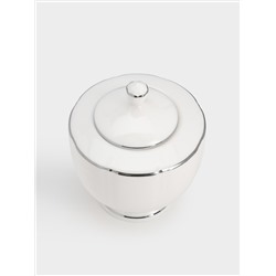 Сахарница, 10,5 см, 250 мл, фарфор F, белая, с серебристым кантом, Lotus silver