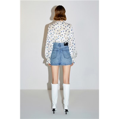 Minifalda vaquera de talle alto Azul claro