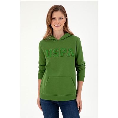 Kadın Yeşil Basic Kapüşonlu Sweatshirt