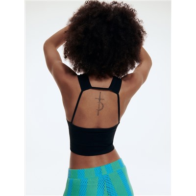 Crop Top aus Rippstrickjersey