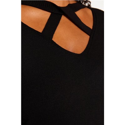 Siyah Pencere/Cut Out Detaylı Triko Kazak TBBAW24AN00061