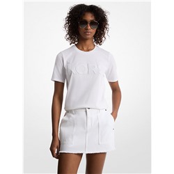 Michael Kors Outlet Sequined Logo Cotton T-Shirt