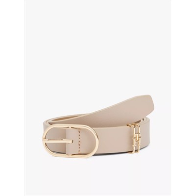 Oval Buckle Leather Belt