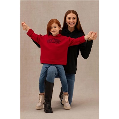Kız Çocuk Kırmızı Kapüşonlu Sweatshirt