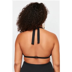Siyah Derin V Boyundan Bağlama Detaylı Bikini Üstü TBBSS24CT00003