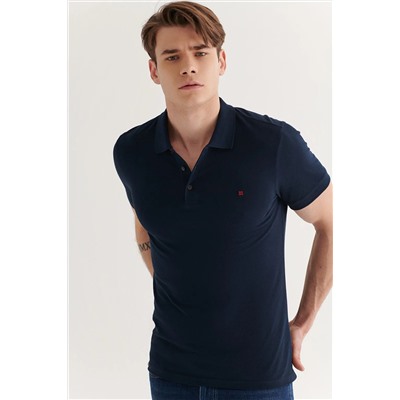 Lacivert %100 Pamuk Serin Tutan Polo Yaka T-Shirt