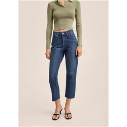 Vaqueros rectos tiro alto crop -  Mujer | MANGO OUTLET Melilla
