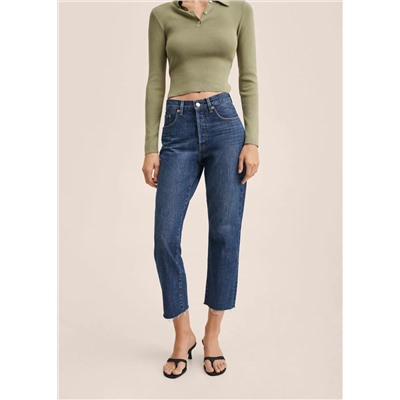 Vaqueros rectos tiro alto crop -  Mujer | MANGO OUTLET Melilla