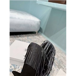 Шикарные замшевые сапоги с бахромой из страз бренда Pari*s & Texa*s 🇮🇹   Реплика