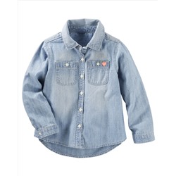 2-Pocket Chambray Top