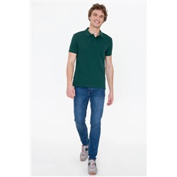 Erkek Koyu Yeşil Basic Polo Yaka Tişört