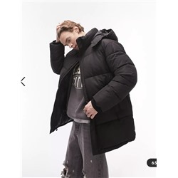 Topman puffer jacket with hood in black