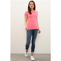 Kadın Pembe Basic Polo Yaka Tişört