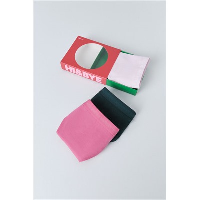 Pack 3 bragas clásicas rosa, verde, fucsia