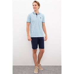 Erkek Açık İndigo Polo Yaka Tişört