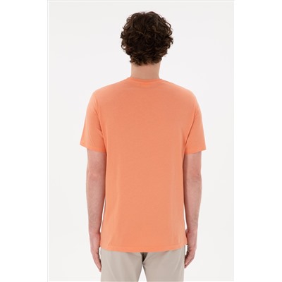 Erkek Regular Fit Bisiklet Yaka Somon Basic Tişört
