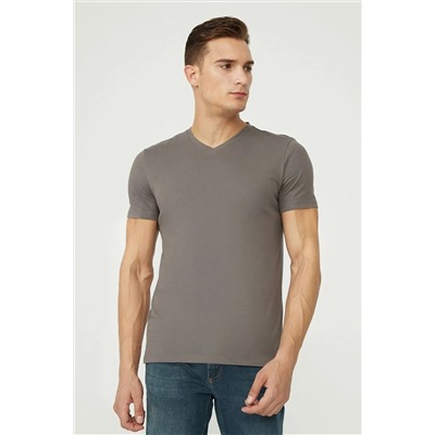 Avva, Erkek Antrasit %100 Pamuk V Yaka T-shirt E001001