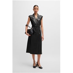 Faux-leather dress with double-breasted front