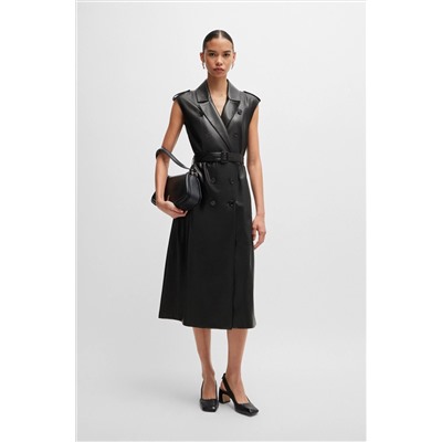 Faux-leather dress with double-breasted front