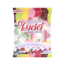 Тайские конфеты-маршмеллоу с фруктовой и шоколадной начинками 140 гр  / Mildy Marshmellow candy Assorted 140гр