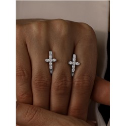 Серьги из серебра с фианитами родированные 925 пробы 11-0792р