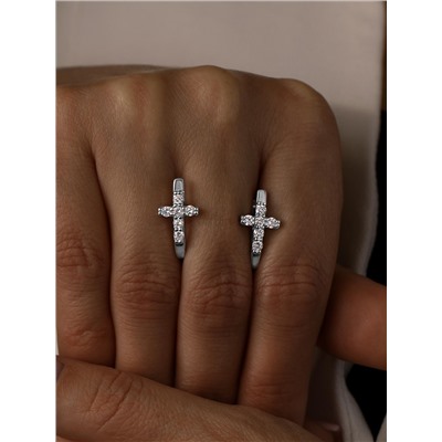 Серьги из серебра с фианитами родированные 925 пробы 11-0792р