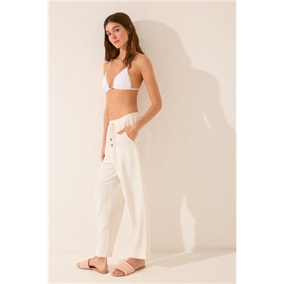 Pantalón Capri lino blanco