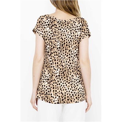 Camiseta de lino Marrón y beige