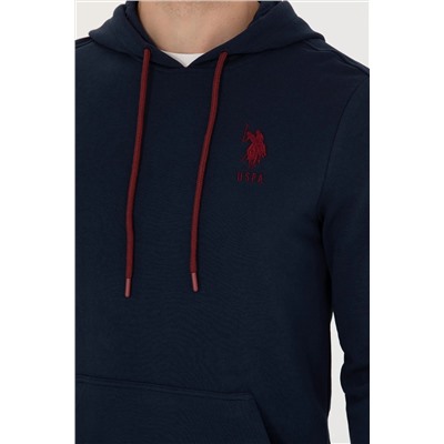 Erkek Lacivert Kapüşonlu Basic Sweatshirt