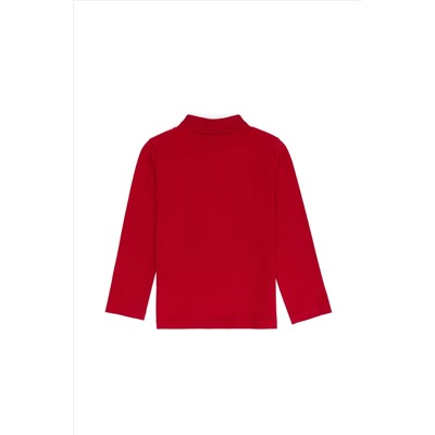 Kız Çocuk Bordo Polo Yaka Basic Sweatshirt