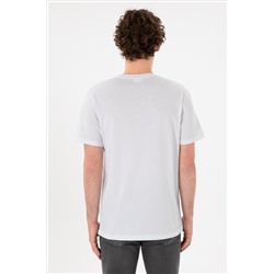 Erkek Regular Fit Bisiklet Yaka Beyaz Basic Tişört