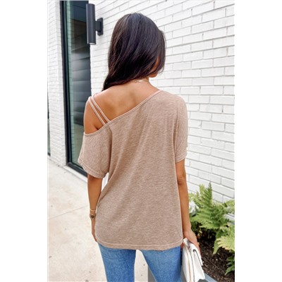 Colorblock One-Shoulder Twisted Tee