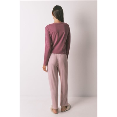 Pantalón largo carrot punto suave rosa