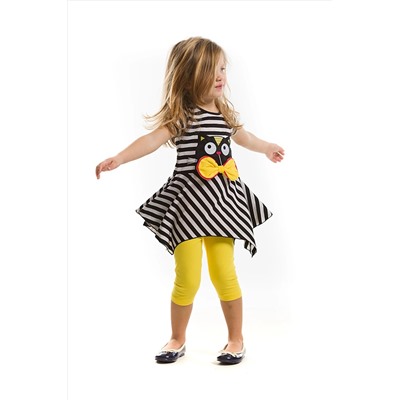 Denokids Çizgili Siyah Kedi Tunik Takım CFF-19Y1-177