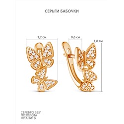 Серьги из золочёного серебра с фианитами 925 пробы с-7264з200