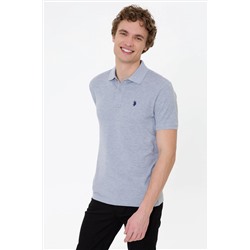 Erkek Gri Melanj Basic Polo Yaka Tişört